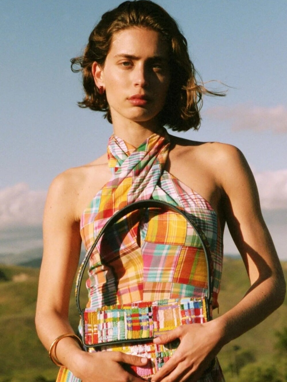 STAUD X Birkenstock Kai Plaid Halter Top Size 10